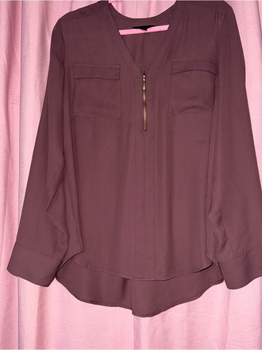Mauve long sleeve blouse with button details and pockets #blouse #feminine